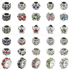 40Pcs 8 Styles Alloy Rhinestone European Beads&nbsp;MPDL-YW0001-04