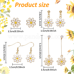 4 Pairs 4 Styles Flower Alloy Enamel Dangle Earrings for Women&nbsp;EJEW-AN0004-52