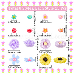 120Pcs 8 Styles Opaque Resin Cabochons&nbsp;RESI-PA0001-13