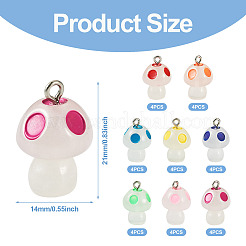 32Pcs 8 Colors Luminous Transparent Resin Pendants&nbsp;FIND-TA0002-48