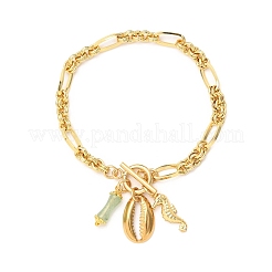 Stainless Steel & Natural Green Aventurine Charm Bracelets&nbsp;BJEW-JB12430