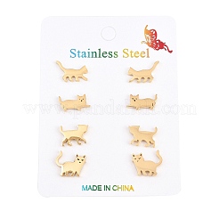 4 Pairs 304 Stainless Steel Stud Earrings&nbsp;EJEW-G469-02G-02