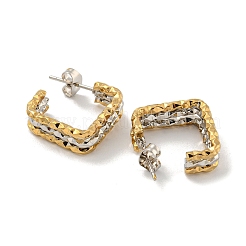 202 Stainless Steel Square Multi Layered Stud Earrings&nbsp;EJEW-H003-12GP