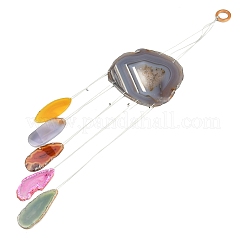 Wood & Natural Dye Agate Wind Chime Pendants&nbsp;HJEW-H054-03