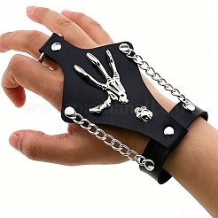 Punk Alloy Skull Skeleton Hand PU Leather Hand Harness&nbsp;WGCFF43-01