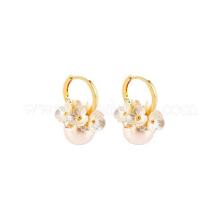 Flower with Round Alloy Crystal Rhinestone Hoop Earrings&nbsp;FS-WG443EB-01