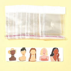 100Pcs 5 Styles Square Girl Print Paper Earring Display Cards&nbsp;CDIS-FS0001-25