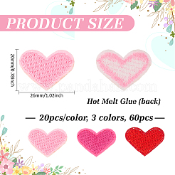 60Pcs 3 Colors Computerized Embroidery Cloth Iron on/Sew on Patches&nbsp;DIY-MA0007-06