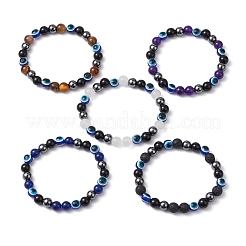 Round Gemstone Beaded Stretch Bracelets&nbsp;BJEW-JB11005