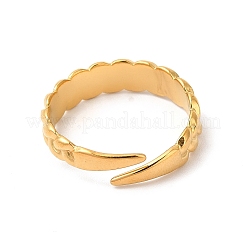 Ion Plating(IP) 304 Stainless Steel Twist Rope Shape Open Cuff Ring for Women&nbsp;RJEW-E063-31G