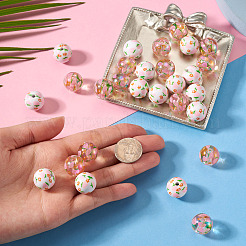 28Pcs 2 Styles Printed Opaque & Transparent Acrylic Beads&nbsp;OACR-TA0005-10
