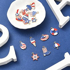 15Pcs 15 Styles Independence Day Alloy Enamel Pendants&nbsp;ENAM-YW0004-34