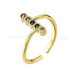 Brass Micro Pave Cubic Zirconia Cuff Rings for Women&nbsp;RJEW-H247-17G