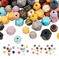 120Pcs 4 Style Painted Natural Wood Beads&nbsp;WOOD-FW0001-07