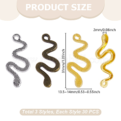 90Pcs 3 Styles Tibetan Style Alloy Pendants&nbsp;FIND-GA0008-08