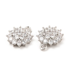 Brass Micro Pave Clear Cubic Zirconia Pendants&nbsp;KK-E071-11P