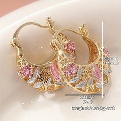 Flower Pattern Brass Enamel Hoop Earrings&nbsp;FS-WGDF85D-01