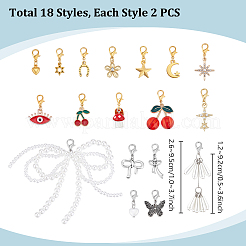 36Pcs 18 Styles Resin & Alloy & Plastic Imitation Pearl Bowknot Shoe Charms&nbsp;HJEW-PH02291