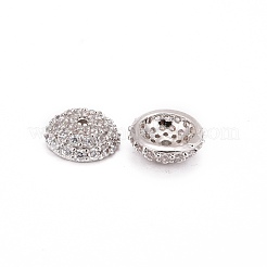 Apetalous Half Round/Dome Brass Micro Pave Cubic Zirconia Bead Caps&nbsp;X-ZIRC-D062-P