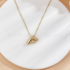 1pc Brass Chain with Alloy Letter Pendants Necklaces&nbsp;NJEW-LP0001-41F-G