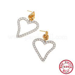 Two Tone Platinum & Golden 925 Sterling Silver Dangle Stud Earrings&nbsp;QO3492-1
