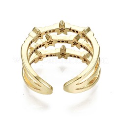 Brass Micro Pave Clear Cubic Zirconia Cuff Rings&nbsp;X-RJEW-S044-084-NF