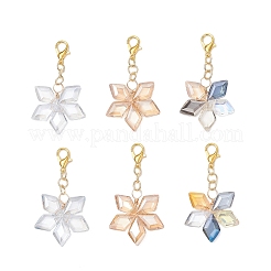 6Pcs 3 Colors Electroplate Rhombus Glass Pendant Decorations&nbsp;HJEW-JM04233-01