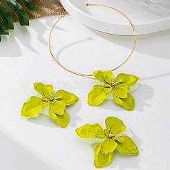 Flower Alloy Stud Earrings & Pendant Choker Sets for Women&nbsp;WGECDA8-01