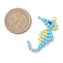 4Pcs Glass Seed Beaded Sea Horse Pendants&nbsp;PALLOY-MZ01138