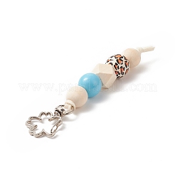 Cube & Round & Octagon Wooden Beaded Pendant Keychain&nbsp;KEYC-JKC00463