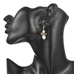 Natural Agate & Shell Pearl Dangle Earrings&nbsp;EJEW-JE07364