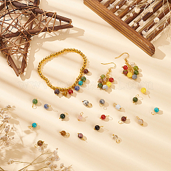 108Pcs 18 Colors Natural & Synthetic Mixed Gemstone Round  Charms&nbsp;PALLOY-AB00163