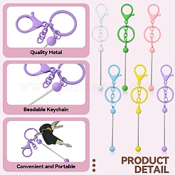 6Pcs 6 Colors Spray Painted Alloy Bar Beadable Keychain for Jewelry Making DIY Crafts&nbsp;KEYC-CJ0001-09