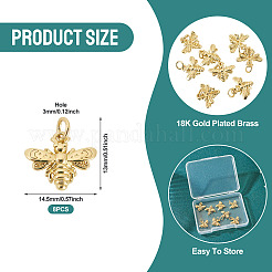 8pcs Rack Plating Brass Bees Charms&nbsp;KK-TA0002-83