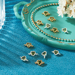 12Pcs 2 Colors Brass Pave Cubic Zirconia Heart Links Connector Charms&nbsp;KK-TA0003-48F
