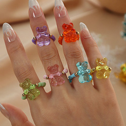 6Pcs Glass Seed Beaded Stretch Rings&nbsp;FS-WG68E71-01