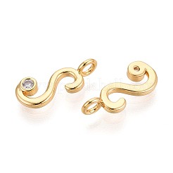 Brass Micro Pave Cubic Zirconia Charms&nbsp;KK-N263-97G-S