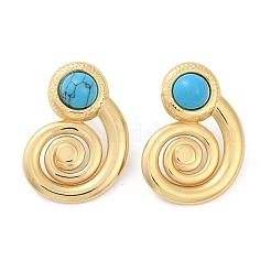 Spiral 304 Stainless Steel Synthetic Turquoise Stud Earrings for Women&nbsp;EJEW-U046-13G