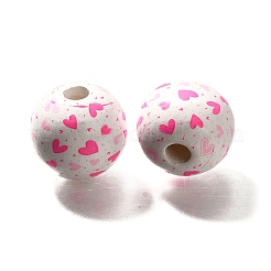 Valentine's Day Element Printed Wood Beads&nbsp;WOOD-R002-01-30