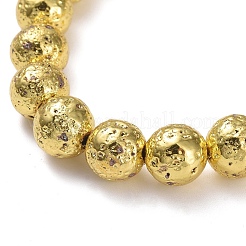 Electroplated Natural Lava Rock Beads Stretch Bracelets&nbsp;BJEW-G623-01G-8mm