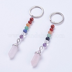 Natural Rose Quartz Chakra Pointed Keychain&nbsp;KEYC-P040-D06