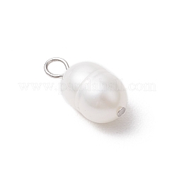 Natural Cultured Freshwater Pearl Rice Charms&nbsp;PALLOY-JF03921-01