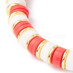 Synthetic Hematite & Polymer Clay Heishi Beads Stretch Bracelet&nbsp;BJEW-JB07226-05
