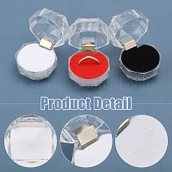 42Pcs 3 Colors Octagon Transparent Plastic Ring Boxes&nbsp;CON-CA0001-022