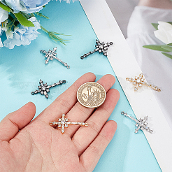 6Pcs 3 Colors Brass Micro Pave Cubic Zirconia Links&nbsp;ZIRC-AR0001-22