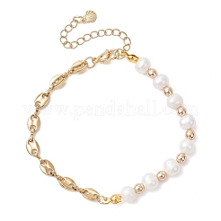 Natural Cultured Freshwater Pearl & Electroplate Non-magnetic Synthetic Hematite Beaded Bracelets for Women&nbsp;BJEW-JB12893