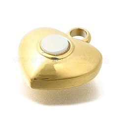 Ion Plating(IP) 304 Stainless Steel Pave Shell Heart Charms&nbsp;STAS-K263-60G
