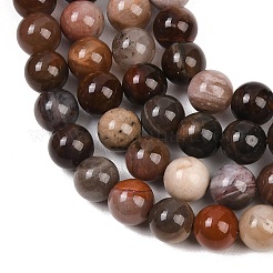Natural Petrified Wood Round Bead Strands&nbsp;G-F266-08-6mm