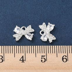 Brass Micro Pave Clear Cubic Zirconia Charms&nbsp;KK-P355-14S