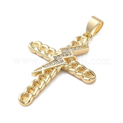 Brass Micro Pave Clear Cubic Zirconia Pendants&nbsp;KK-A212-06H-G